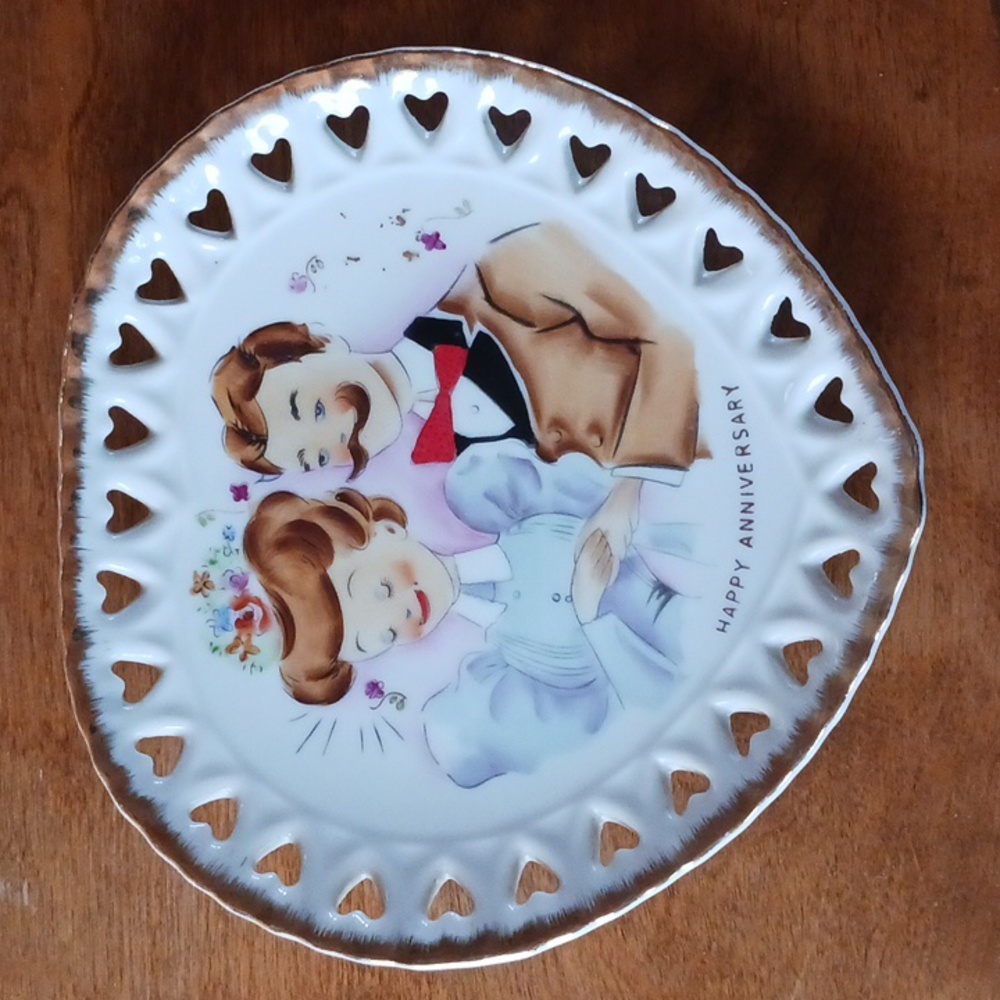 Vintage Happy Anniversary Plate